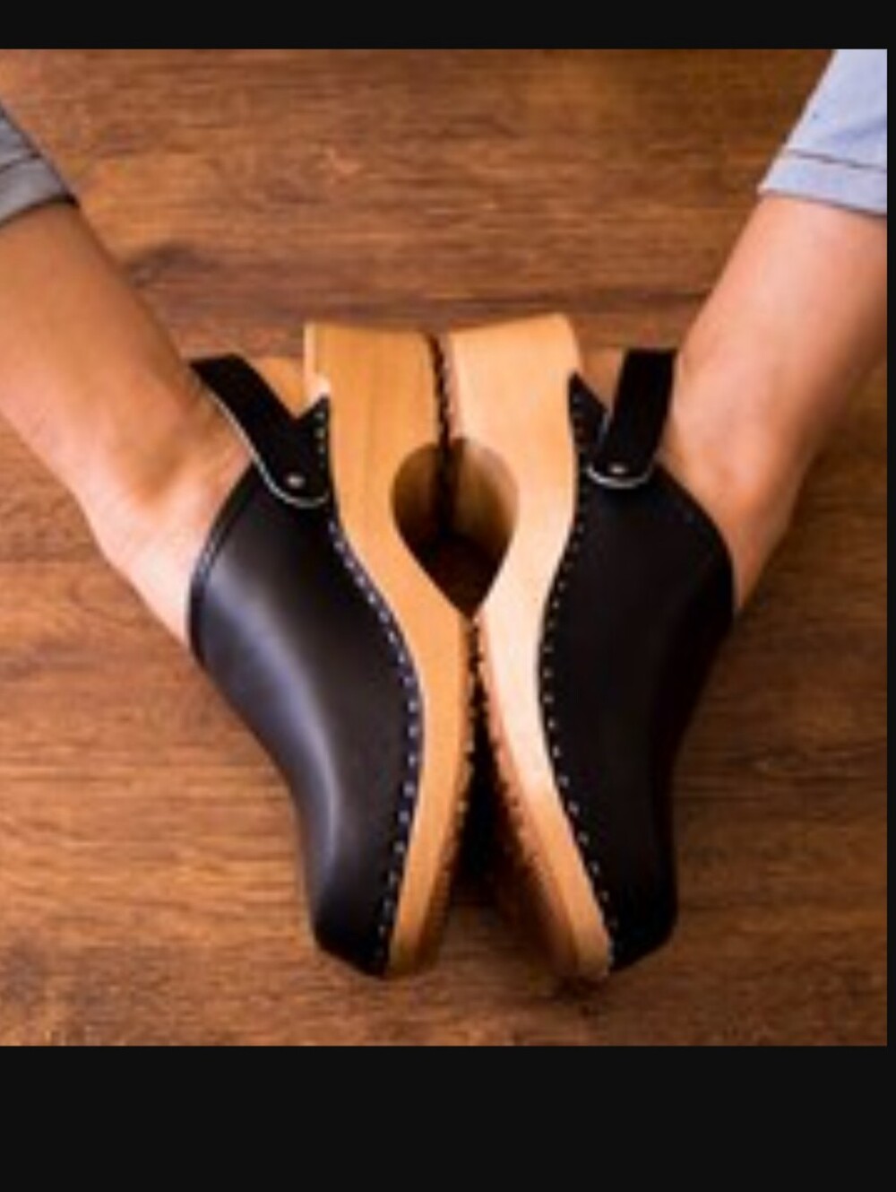 Wooden Leather Swedish Clogs
